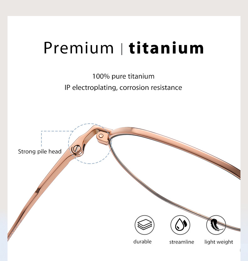 Round Titanium Frame Glasses Unisex Anti Radiation Anti Blue Light