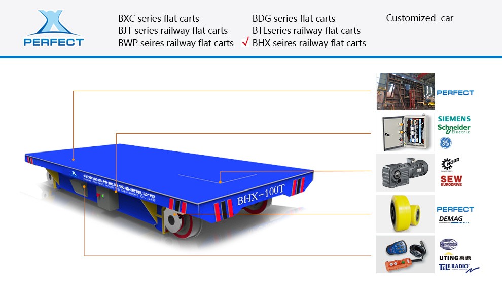 electric transfer transport cart on rail for heavy material handling equipment