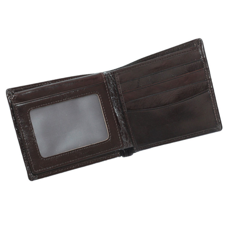 Customized Leather Men's Wallet with Hot Stamping Logo and RFID Blocking Technology