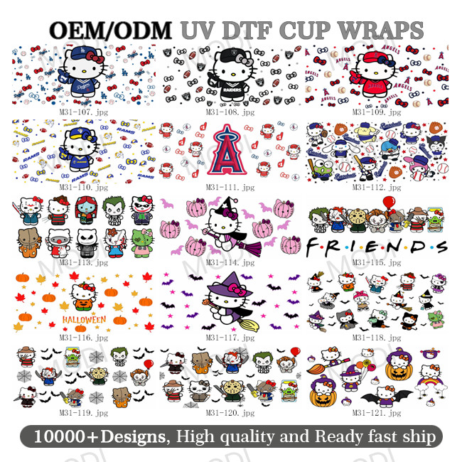 UV DTF Cup Wrap Transfer Stickers For Glass Crafting Cup Decal Stickers For 16OZ Libbey Glass Cups Coffee Theme Cartoon