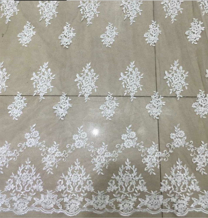 Ivory Embroidery Lace Fabric for Wedding Dress Hot Sale