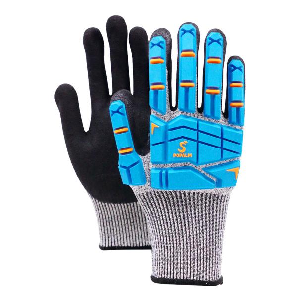 Blue TPR Impact Protection Safety Gloves Abrasion Resistance Touchscreen
