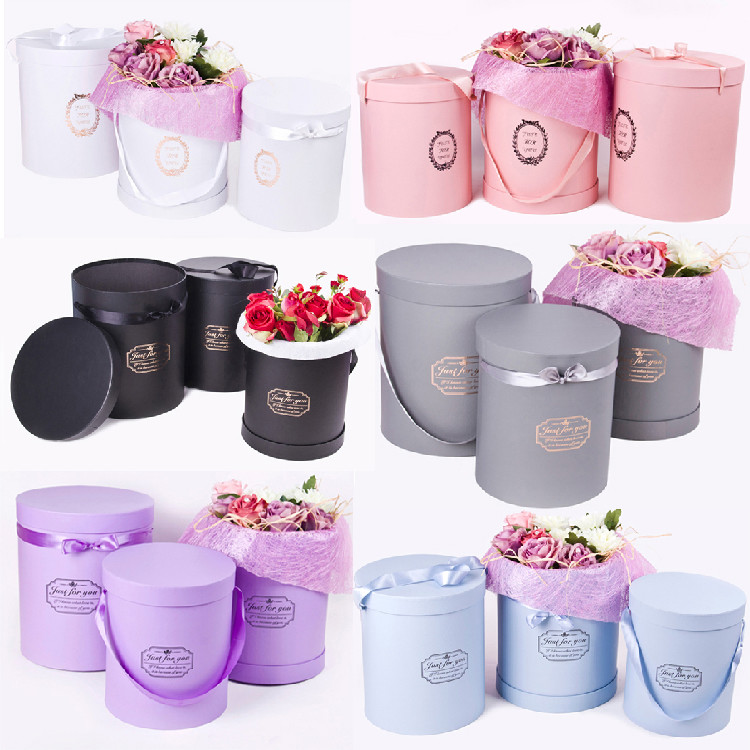 Biodegradable Round Floral Flower Bouquet Gift Box For Hanukkah Matt Lamination