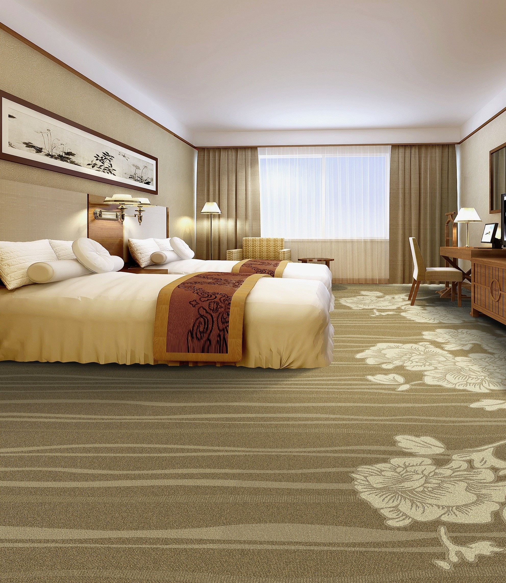 Wool blended carpet 30%wool 70%polyester Cut pile carpet pile height 8mm Width 4m