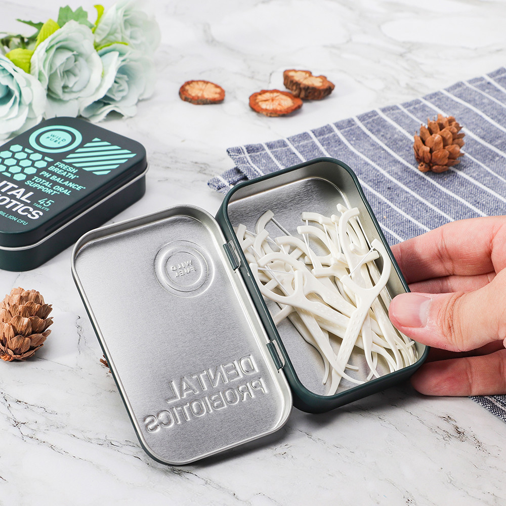 Tablet Metal Packaging Box Black Mint Tin Box with Hinge Christmas Candy Tins