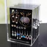 Acrylic Jewelry Storage Box Earring Display Stand Organizer Holder with 3