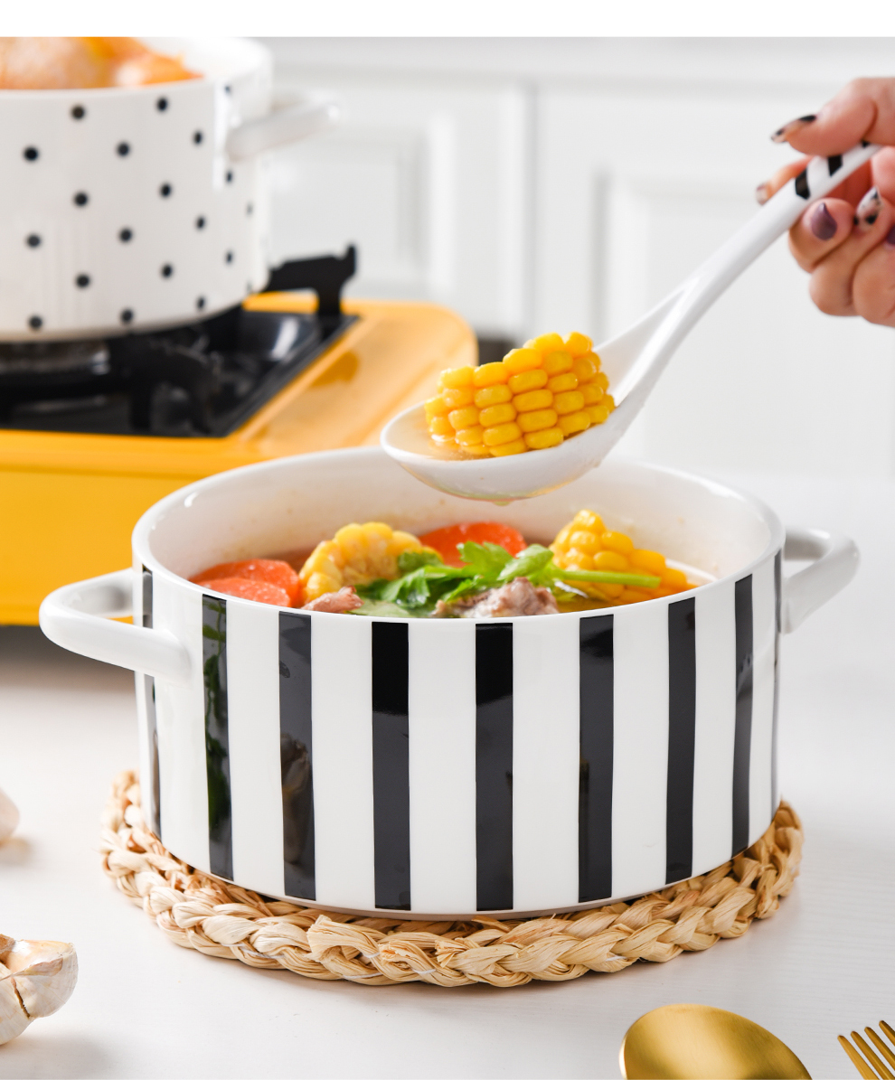 Light Luxury Ceramic Soup Bowl Set Perfect for Business Gifts and Sustainable Cooking