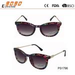 Unisex plastic sunglasses with metal temples, special retro designer stylish,