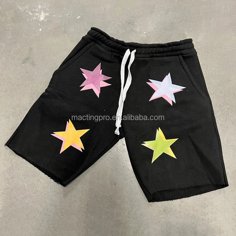Customized Labels Mens Sweat Shorts Distressed Cut Raw Hem Edge Shorts for Sports