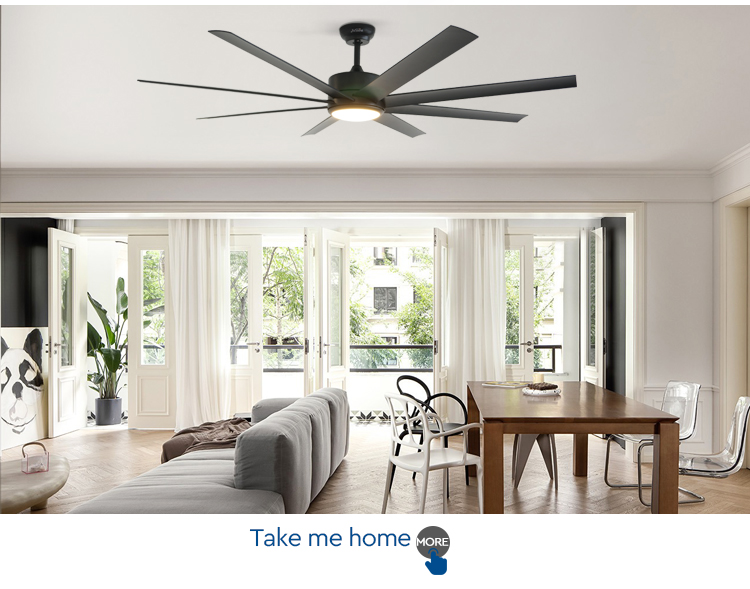 64" 8 ABS Blades Ceiling Fan with Remote Control LED Light Source and KC Certification