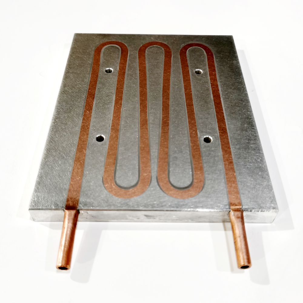 Embedded Cooper Radiator Heat Sink Plate For Water Cooling 120x12x150mm
