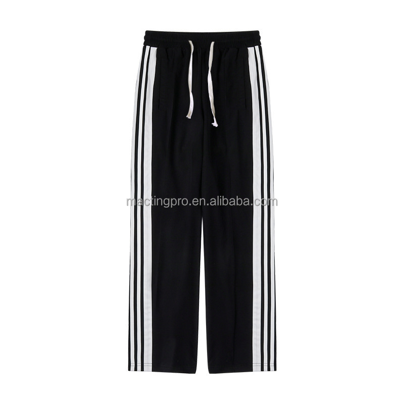 Breathable Men's Custom Street Hip Hop Skateboard Track Pants with Side Stripe and Buttons