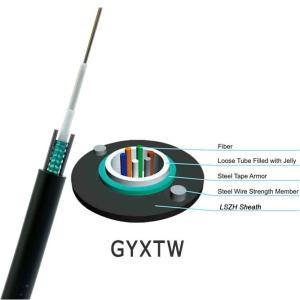 China 2 / 4 / 6 / 8 / 12 / 16 / 24 Core Fiber Optic Outdoor GYXTW Armor Corrugated Fiber Optic Cable wholesale