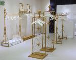 Women Clothing Store Shelves / Retail Clothing Display Systems Golden Color