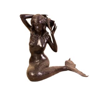 China Cast Iron Metal Mermaid Statue Hand Made Folk Art Style Antique Angel Statues wholesale