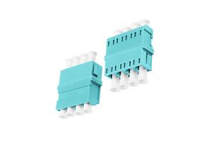 China LC OM3 Quad Asymmetric Welding Fiber Optic Adapter LC Fiber Coupler Aqua Blue wholesale