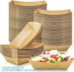 Kraft Paper Recyclable Eco-Friendly Food Serving Boats Take Out Food Trays Party