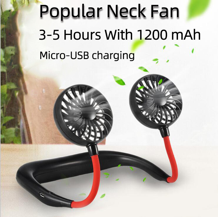 summer fan reduce heat 2022 Mini ABS 6hrs 1200mAh Hands Free Mini Neck Fan For Summer