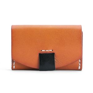 China Vegetable Tanned Leather Short ID Card Holder for Cowhide Change Coin and Open Closure wholesale