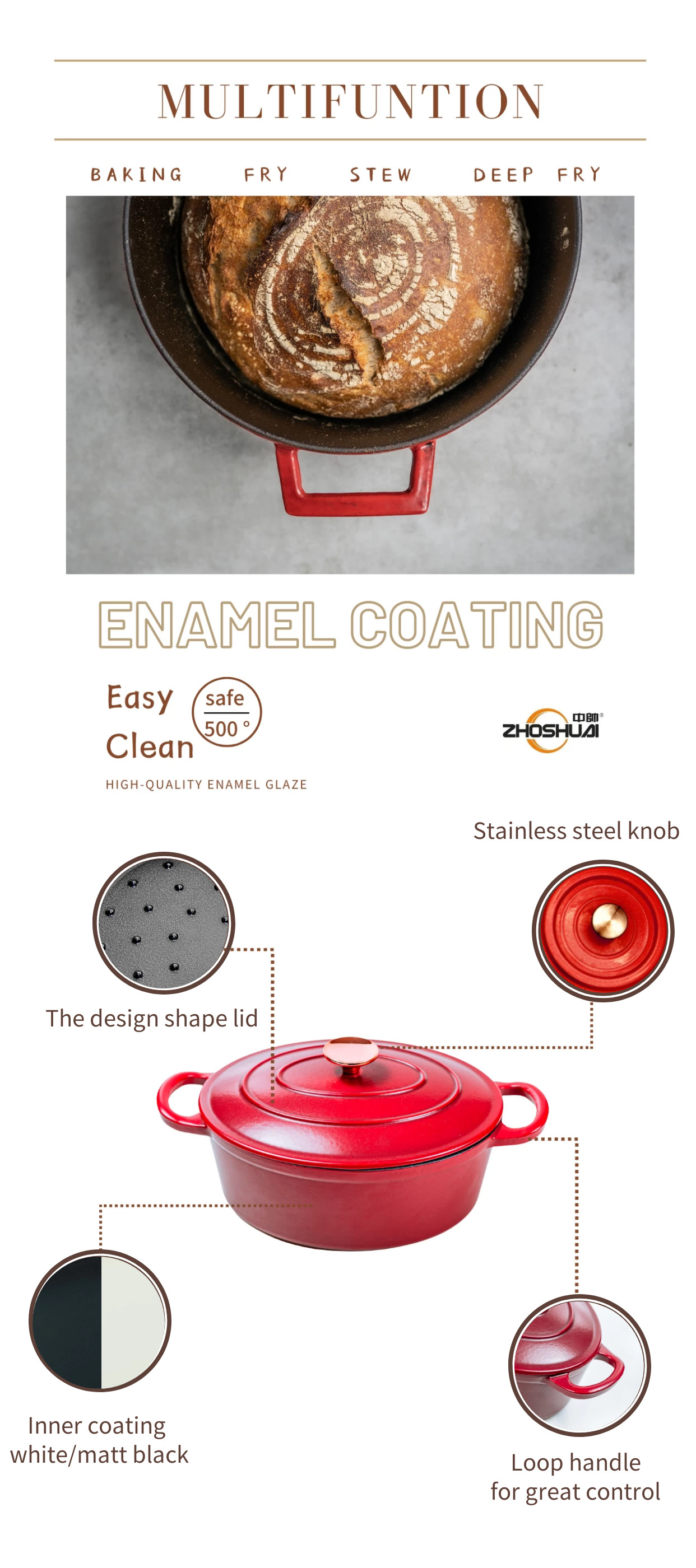 Enamel Oval Cast Iron Casserole 4.5 Quart With Functionality And Style