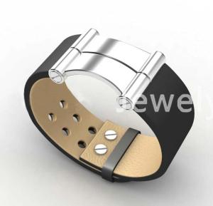 China Top Quality Europe Fashion Stainless Steel Genuine Leather Silicone Bangle Bracelet ADB255 wholesale