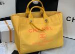 Yellow Beach Denim Luxury Canvas Bag For Travel Shopping