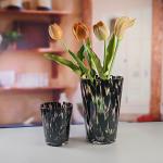 Handmade Amber Glass Vase Modern Unique Vase for Table Centerpiece Decorative