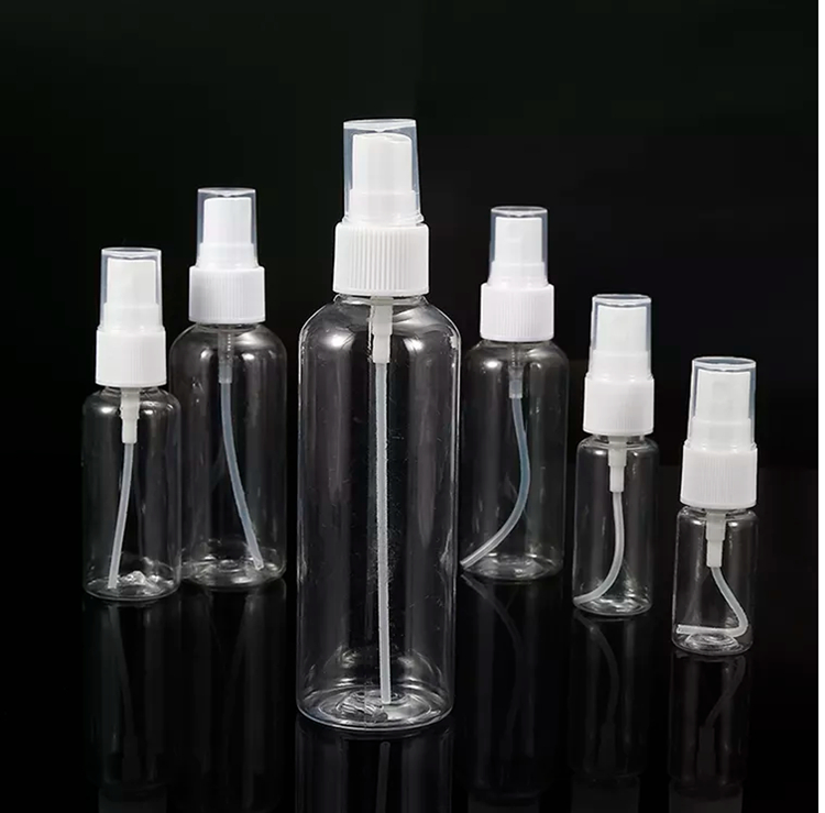 50ml 60ml 100ml PET plastic spray fine mist perfume sanitizer alcohol portable cosmetic plastic bottles with sprayer