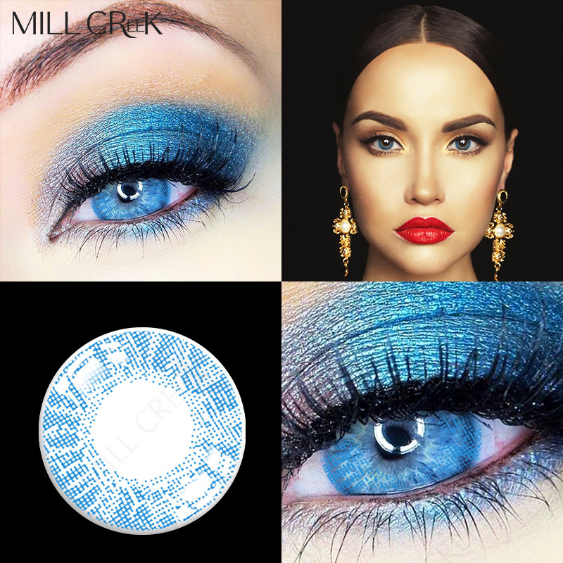 CE0197 Non Prescription Colored Blue Eye Contact Lens 8.5mm 2 Tone 1 Year
