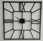 Square Vintage Black Gold Silent Metal Wall Art Clock