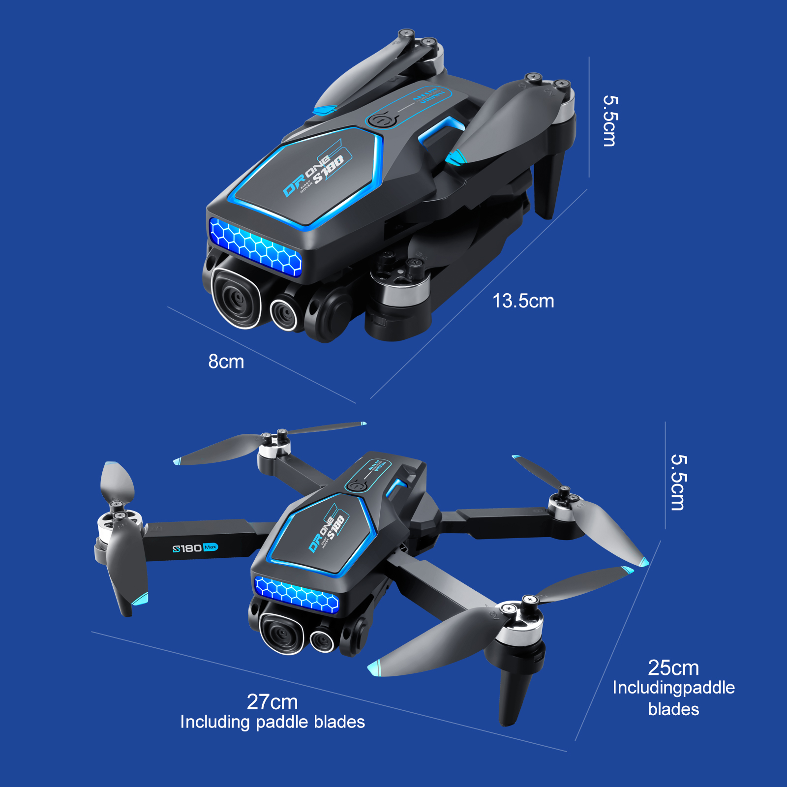 S180 Rc Brushless Drone HD Electrical Adjustment Aerial Photography Wifi Optical Flow Plastic 4 Axis Obstacle Avoidance
