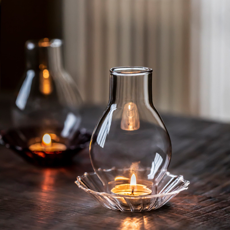 Custom Logo Clear Borosilicate Glass Candlestick