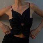 Flower Hollow Women Crop Top , Lace Up Halter Backless Crop Top
