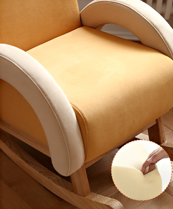 Nordic color Household Small Fabric Rocking Chair Hollow Arc Handrail