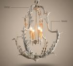 White rustic wrought iron chandelier (WH-CI-48)