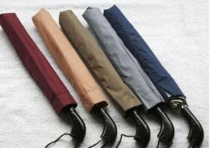 China Auto Open 2 Folding Golf Umbrella Black Wooden Handle Self Fabric Pouch wholesale