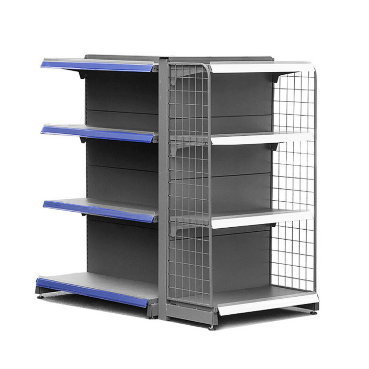 Supermarket Gondola Wire Display Shelving Metal Retail Store Steel Shelf Wire Mesh Back Panel
