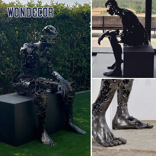 Outdoor Garden Metal Art Decoration Abstract Sitting Man Bronze Sculpture