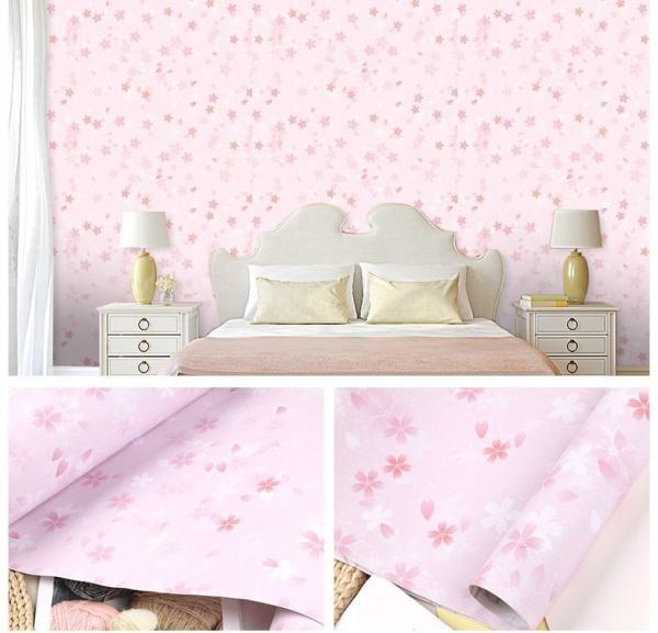 Pink Bedroom Self Adhesive Floral Wallpaper Soundproof Botanical Peel And Stick
