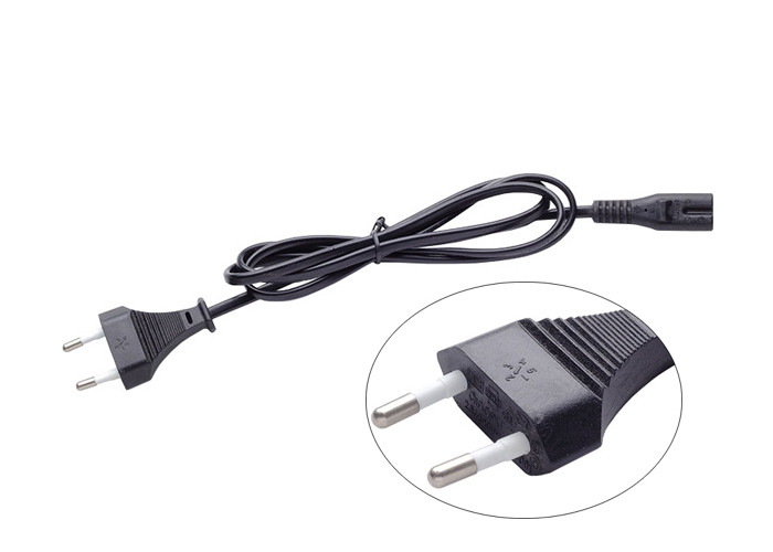 Household Electrical European Power Cord 2pin Ac Standard Power Cord In Black