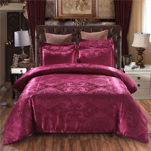 200TC Brocade Jacquard Satin Fabric 3-Piece Set for 1.8m Bed Duvet Cover Bed Sheets Quilt