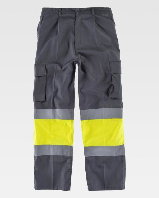 Workers Reflective Orange Hi Vis Trousers / Fashion Mens Safety Work Pants