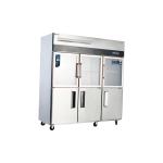 Commercial Kitchen Six-Door Glass Cooler with Stainless Steel Refrigerator