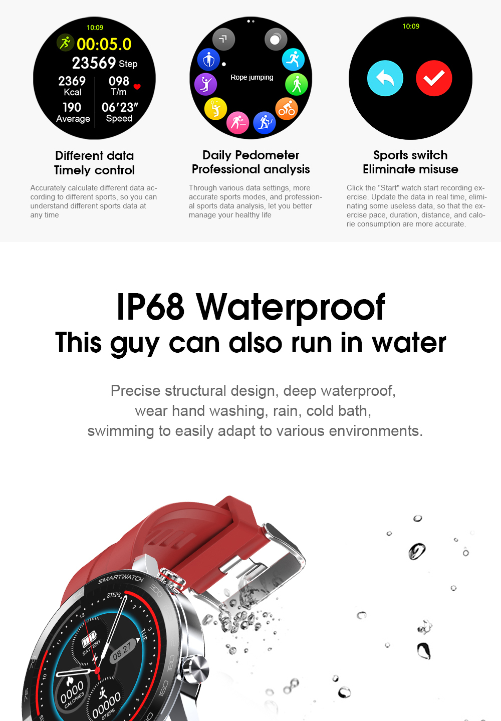 L26 Smartwatch 370mAh Lithium Battery ECG Waterproof Sports apply To Huawei