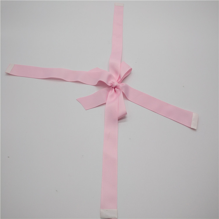 Thin Pre Tied Ribbons , Solid Color Patterned Pink Ribbon Bow For Gift Packing