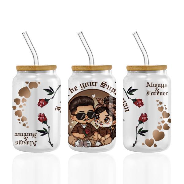 Valentine'S Day UV DTF Cup Wrap Transfers For Cups Wraps Libbey Glass Spanish