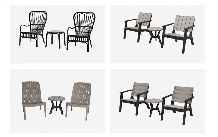 Plastic Wood Table and Chair Set for Nordic Outdoor Patio Garden Balcony Cafe Restaurant