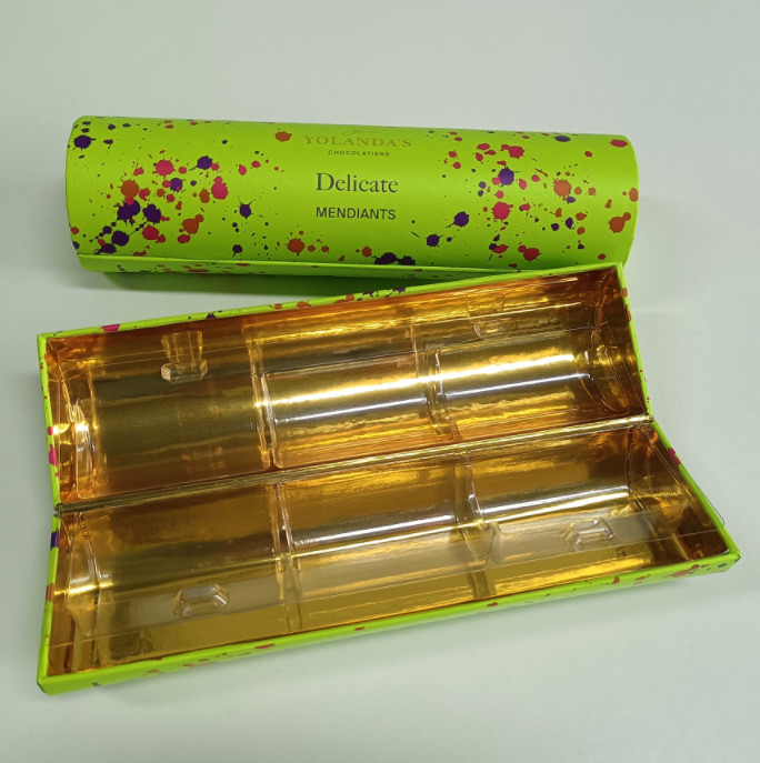 Food Grade Half Round Paper Gift Box With Insert Recyclable Rigid Boxes With Gold Foil Embossing Matt Lamination Glossy For Chocolate