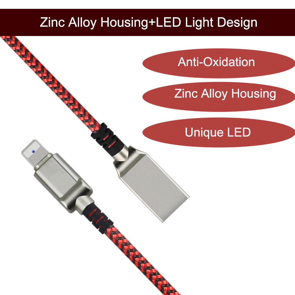Super Long Fast Charging USB Cable For 5S Mobile Phone 2.1A Nylon Braided