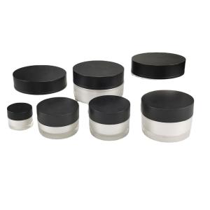 China 110g Plastic Cap Round Acrylic Black and White Cream Jar with Black Lid for Skin Care wholesale